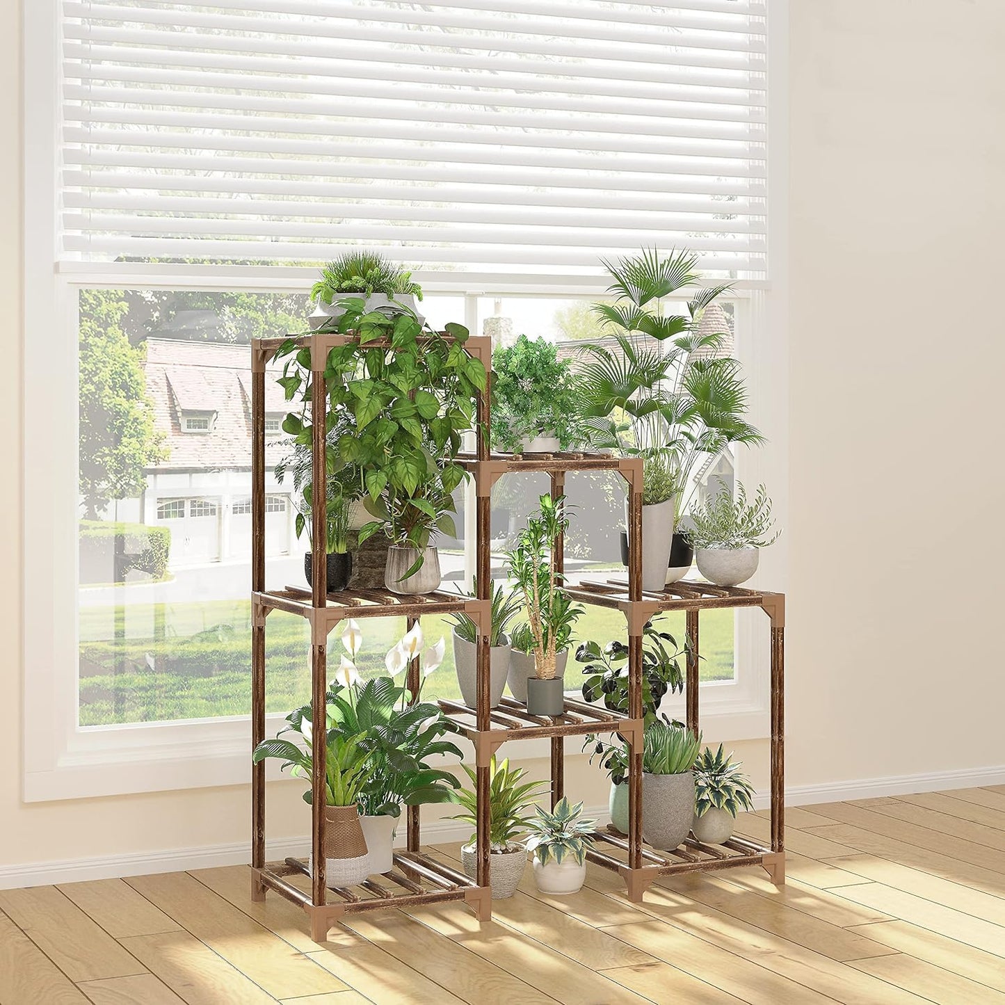 Base para matera con soporte de madera