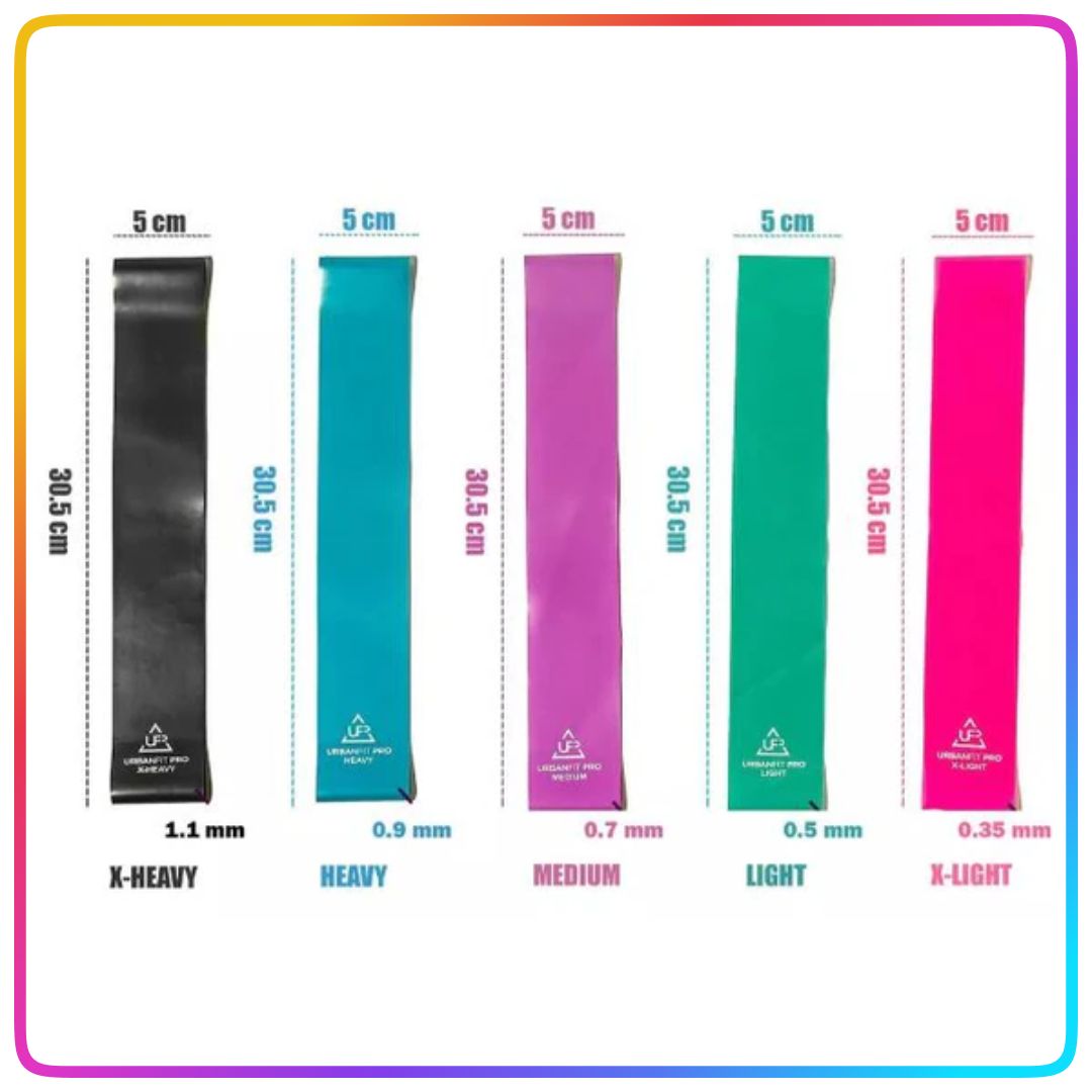 Bandas Elasticas Kit Latex Yoga Premium x 5
