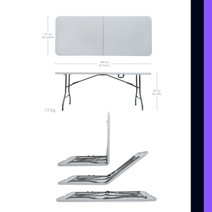 Mesa Plegable Tipo Portafolio  1.8mts