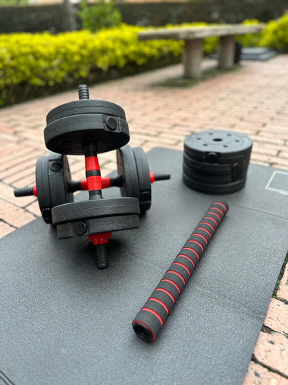 Kit de pesas de 20 Kg + barra expandible