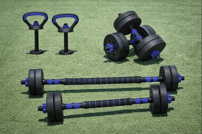 Kit Mancuernas 20KG 8 Discos +Manc. Rusa