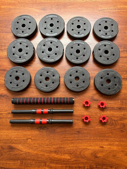 Kit de pesas de 20 Kg + barra expandible