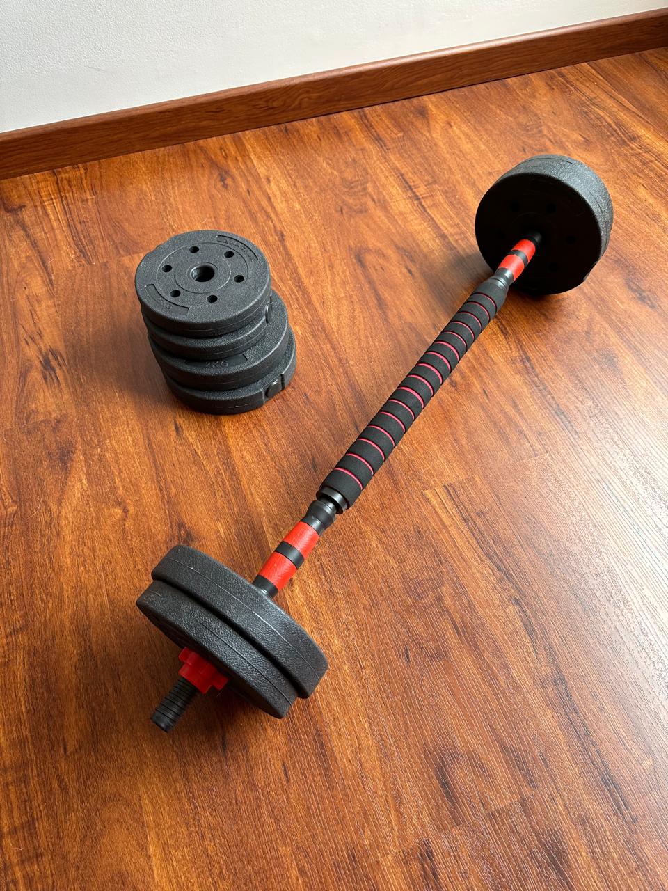Kit de pesas de 20 Kg + barra expandible