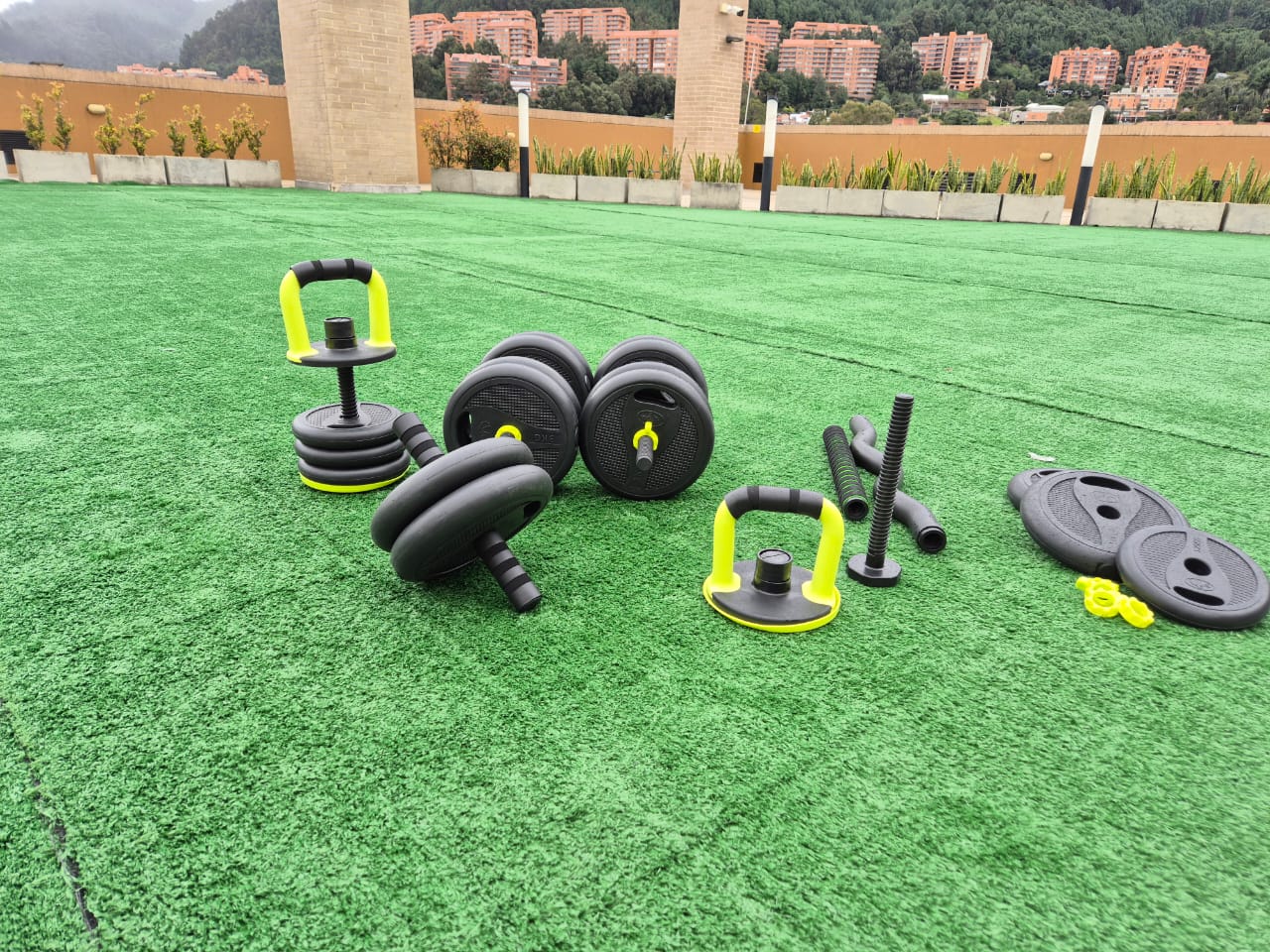 Kit Pesas Mancuernas 40 kg RUSAS verde