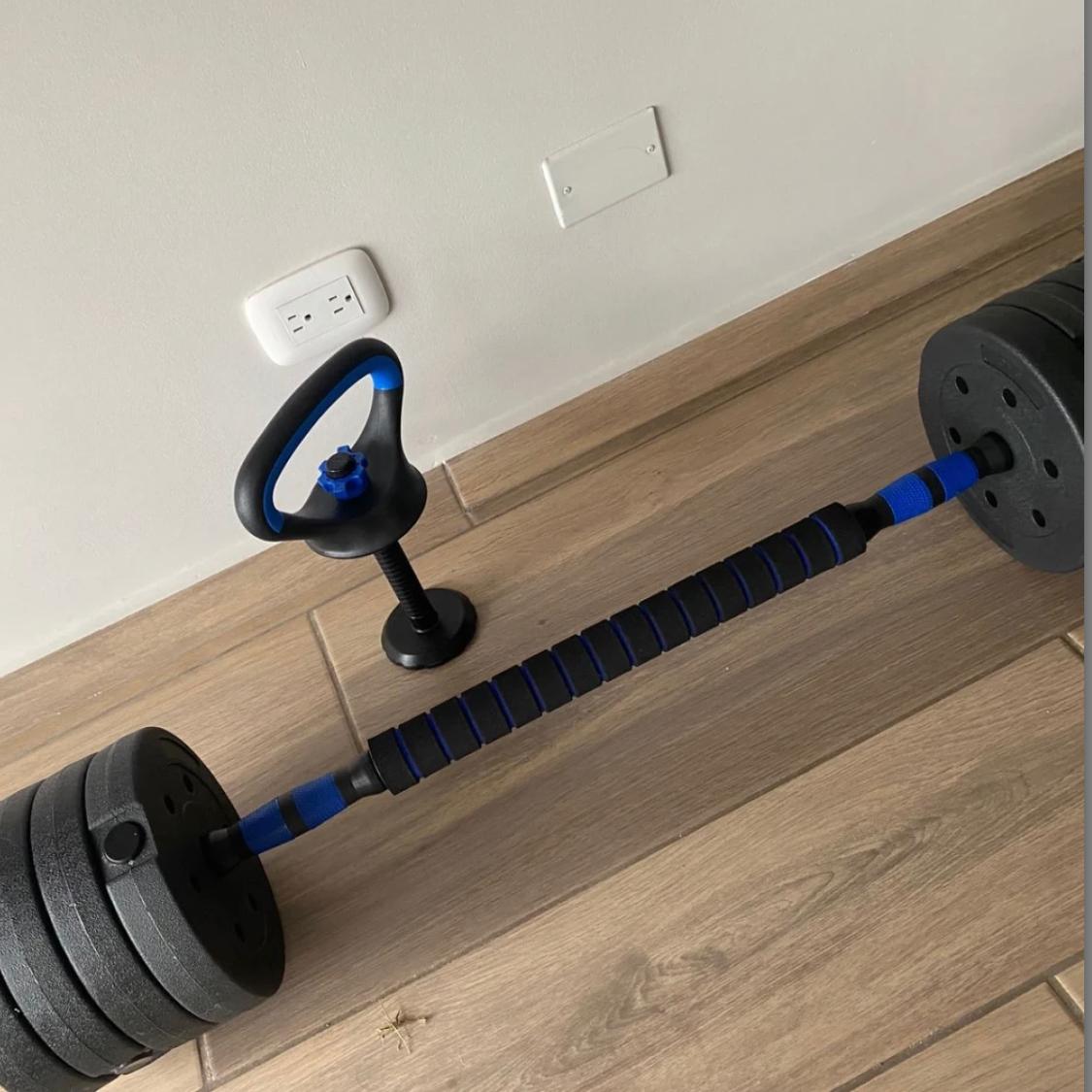 Kit Mancuernas 20KG 8 Discos +Manc. Rusa