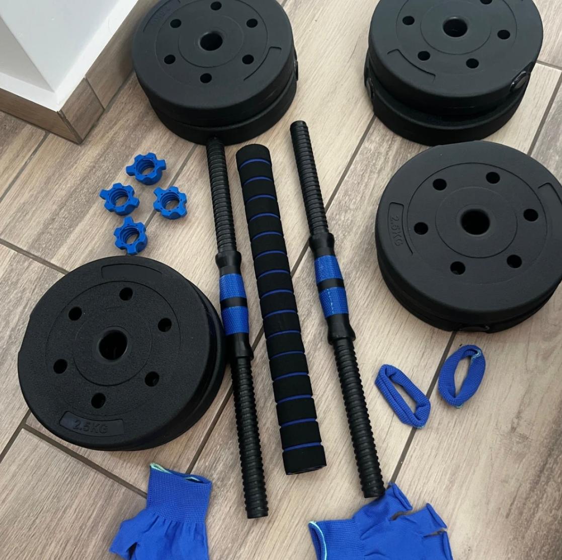 Kit Mancuernas 20KG 8 Discos +Manc. Rusa