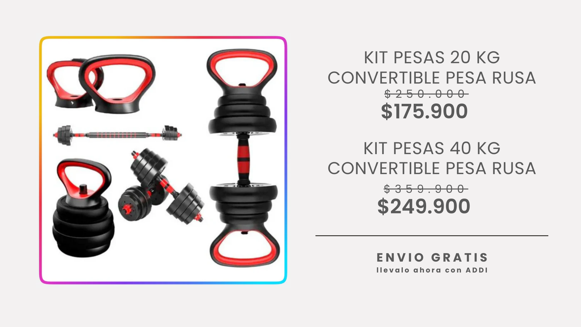 Cargar video: video de kit de pesas de 20 y 40 kg